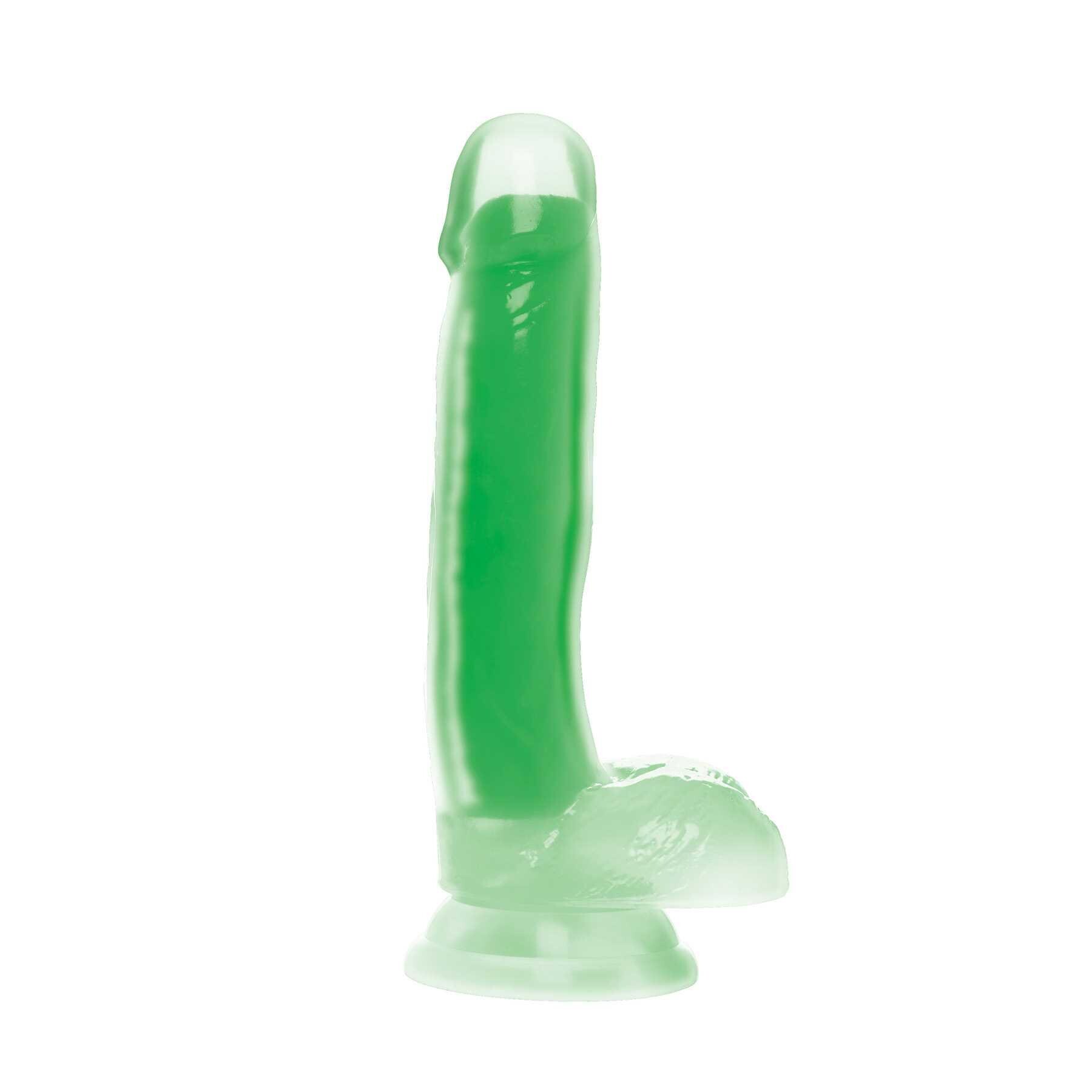 7 Glow-in-the-Dark Silicone Dildo w Balls green