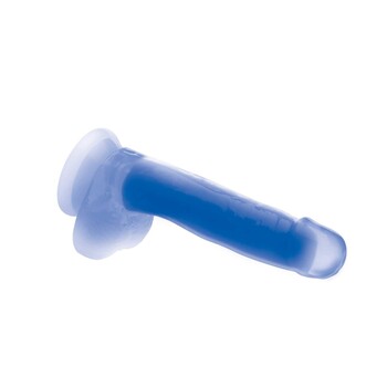 7 Glow-in-the-Dark Silicone Dildo w Balls blue