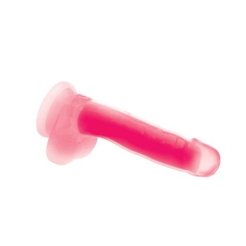 7 Glow-in-the-Dark Silicone Dildo w Balls pink