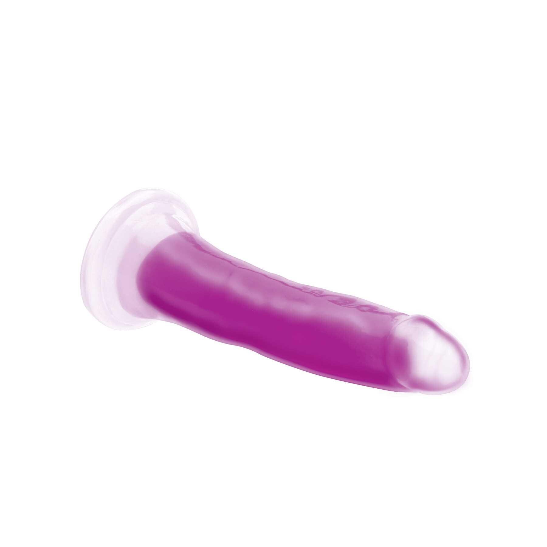 7 Glow-in-the-Dark Silicone Dildo w Balls purple side view