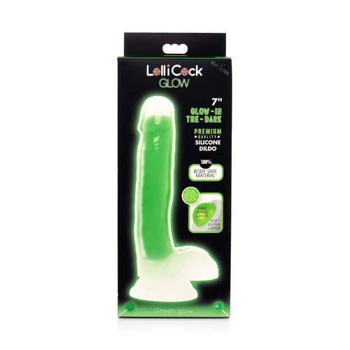 7 Glow-in-the-Dark Silicone Dildo w Balls green box