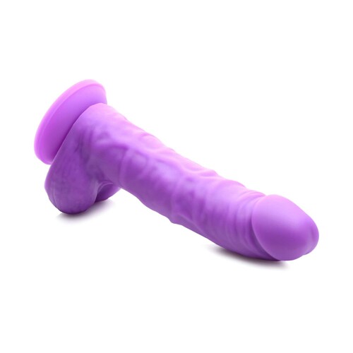 Lollicock 7 Silicone Dildo w Balls - Grape angled view