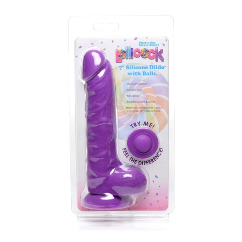 Lollicock 7 Silicone Dildo w Balls - Grape package