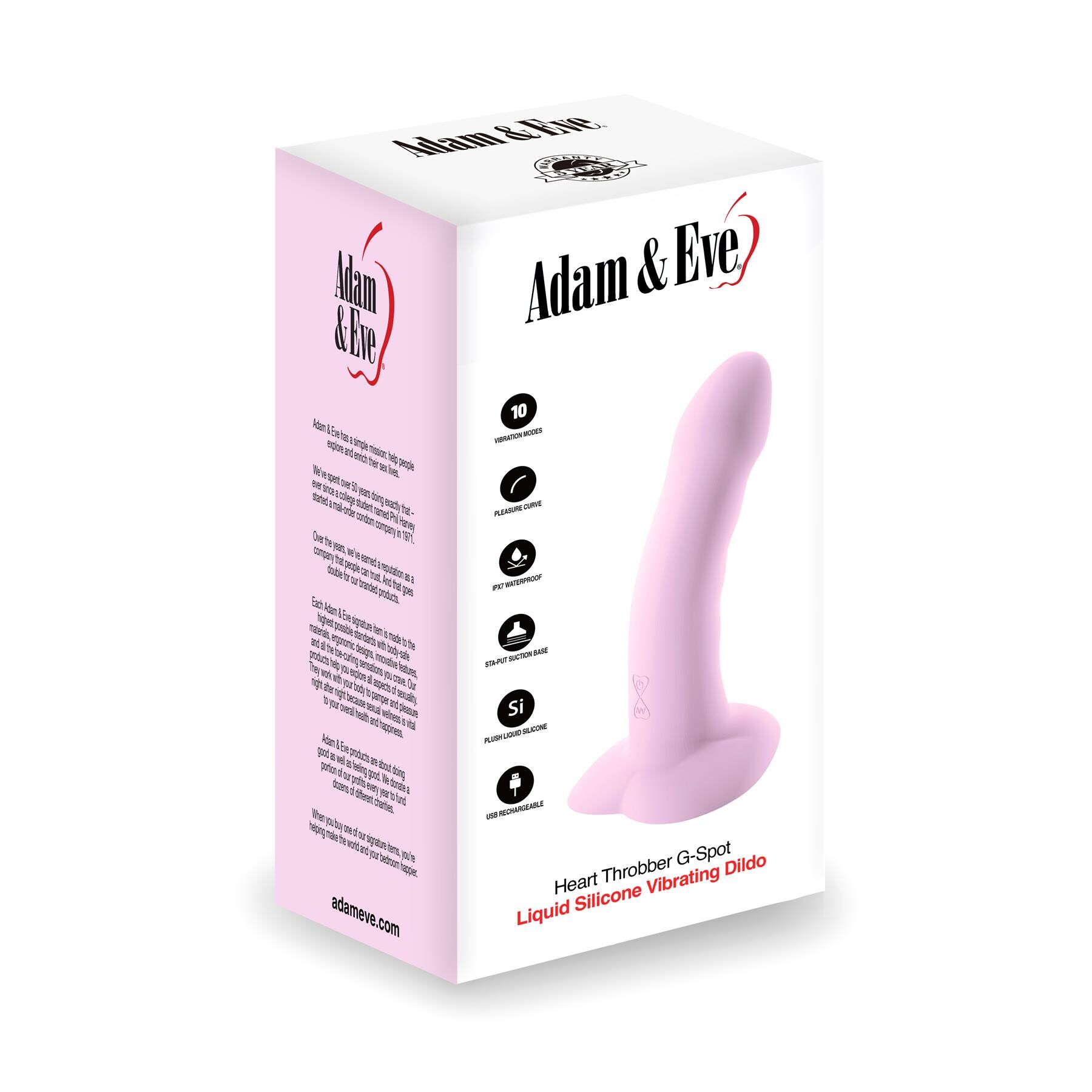 Adam & Eve Heart Throbber Liquid Silicone Vibrating G-Spot Dildo box