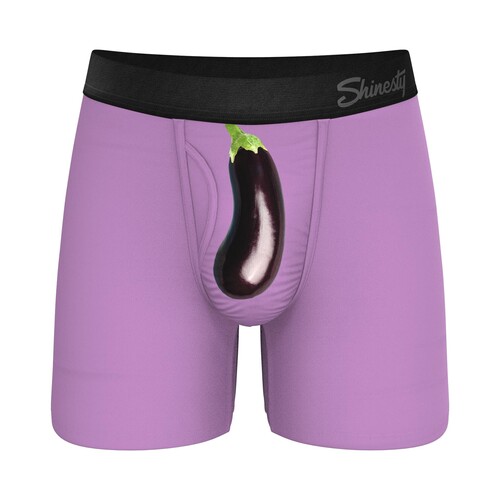 THE DOUBLE ENTENDRE | EGGPLANT BALL HAMMOCK® POUCH UNDERWEAR WITH FLY front