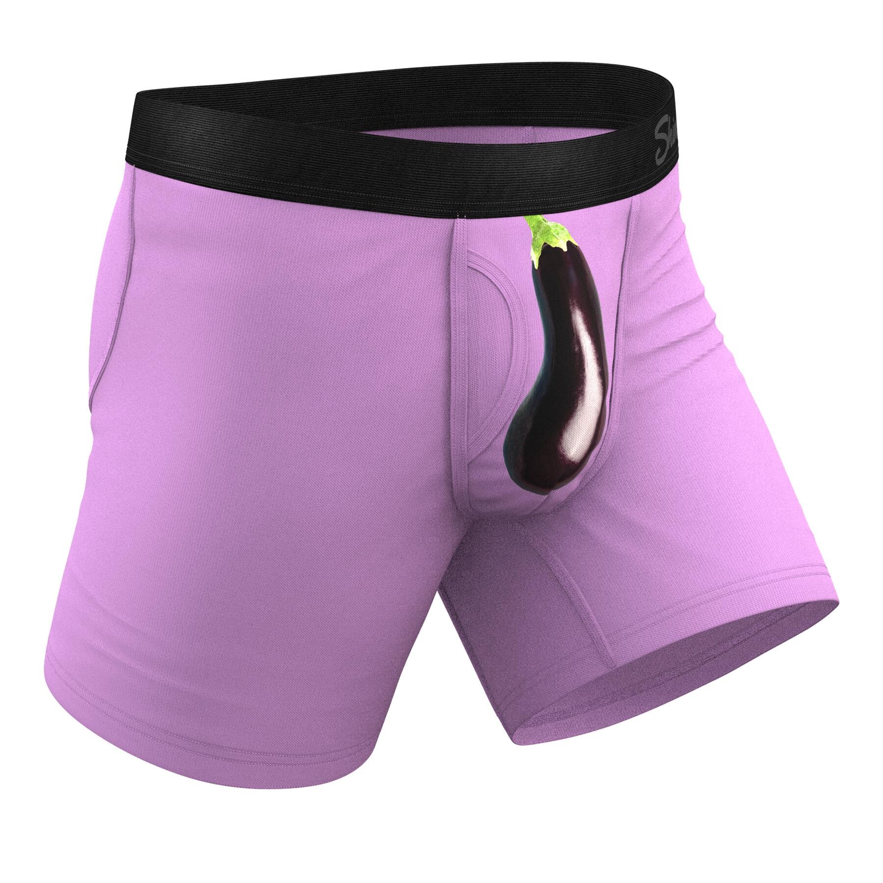 THE DOUBLE ENTENDRE | EGGPLANT BALL HAMMOCK® POUCH UNDERWEAR WITH FLY side