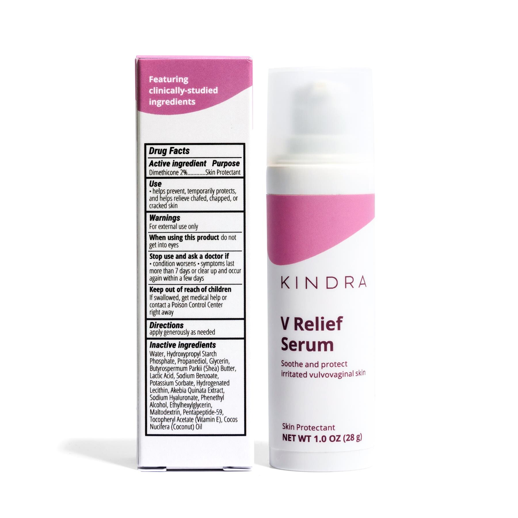V Relief Serum bottle with back