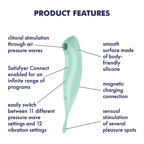 Satisfyer Twirling Pro+ App Enabled Air Pulse Clitoral Stimulator features