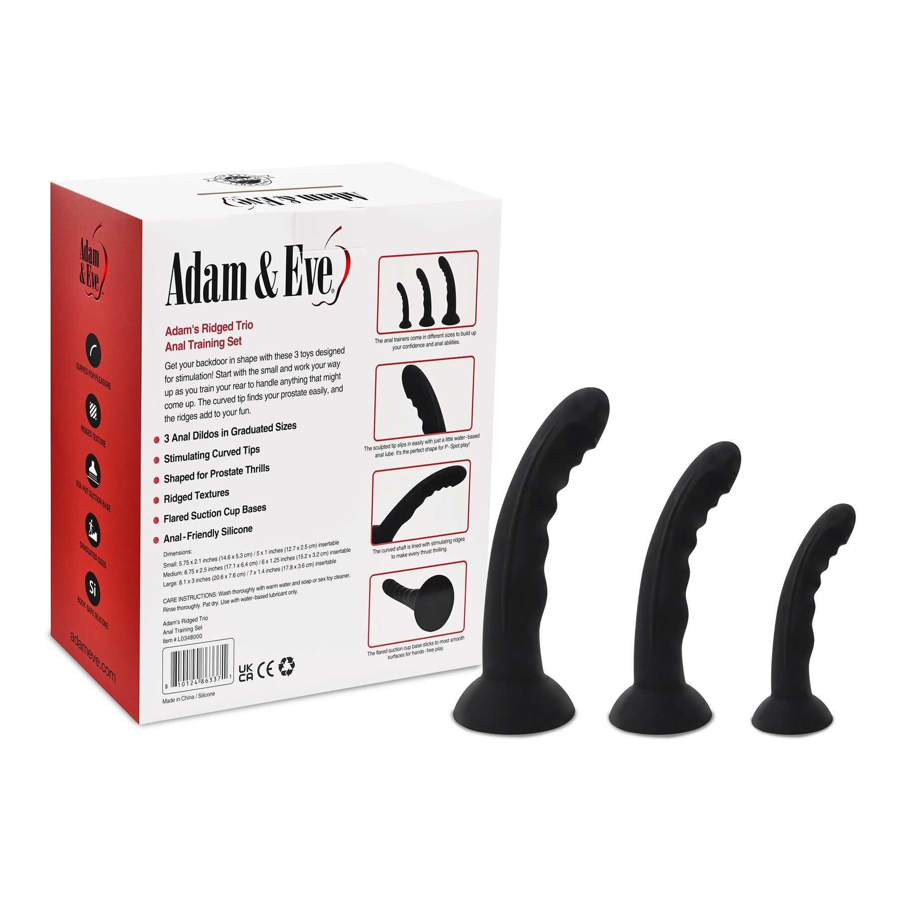 ADAM'S RIDGED TRIO PROSTATE ANAL TRAINER KIT packaging with product