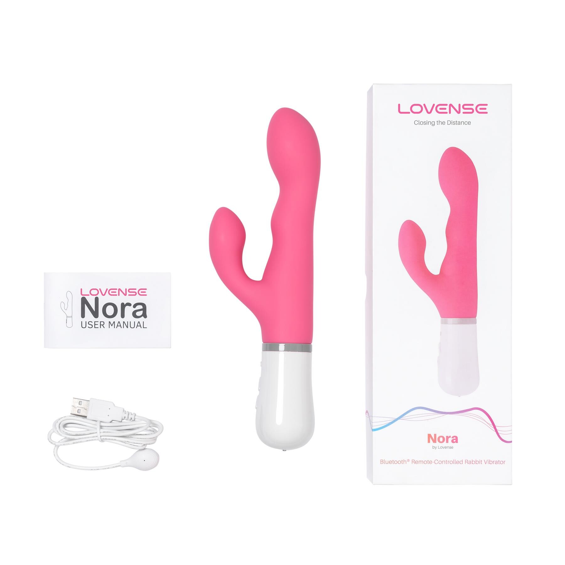Lovense Nora Bluetooth Rabbit Vibrator - product and what's inside box