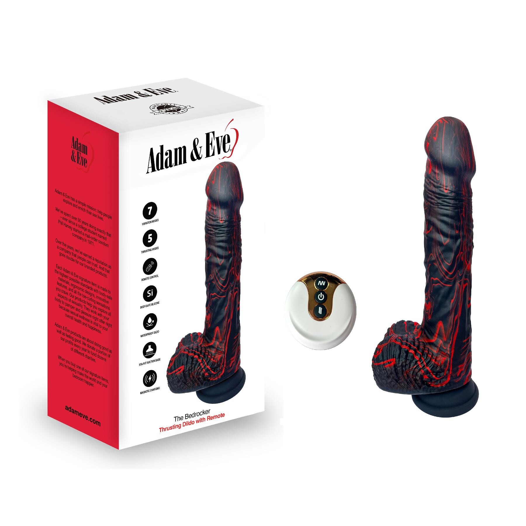 Adam & Eve The Bed Rocker Silicone Thrusting Dildo with Remote and package