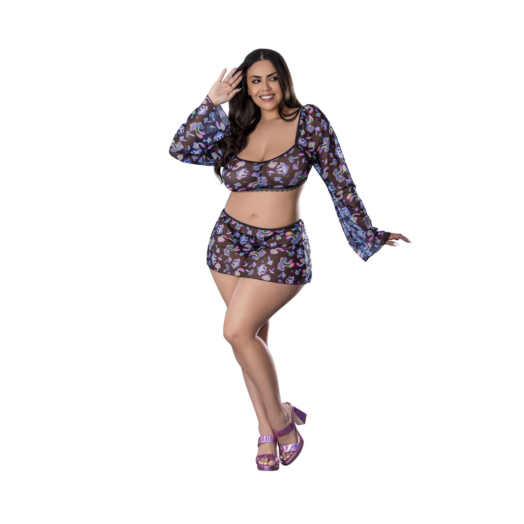 Hazy Dayz Shroomz  Crop Top, Skirt & G-String  front queen