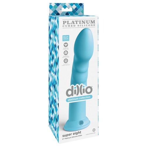 Dillio Platinum Super 8 Silicone Dildo blue box