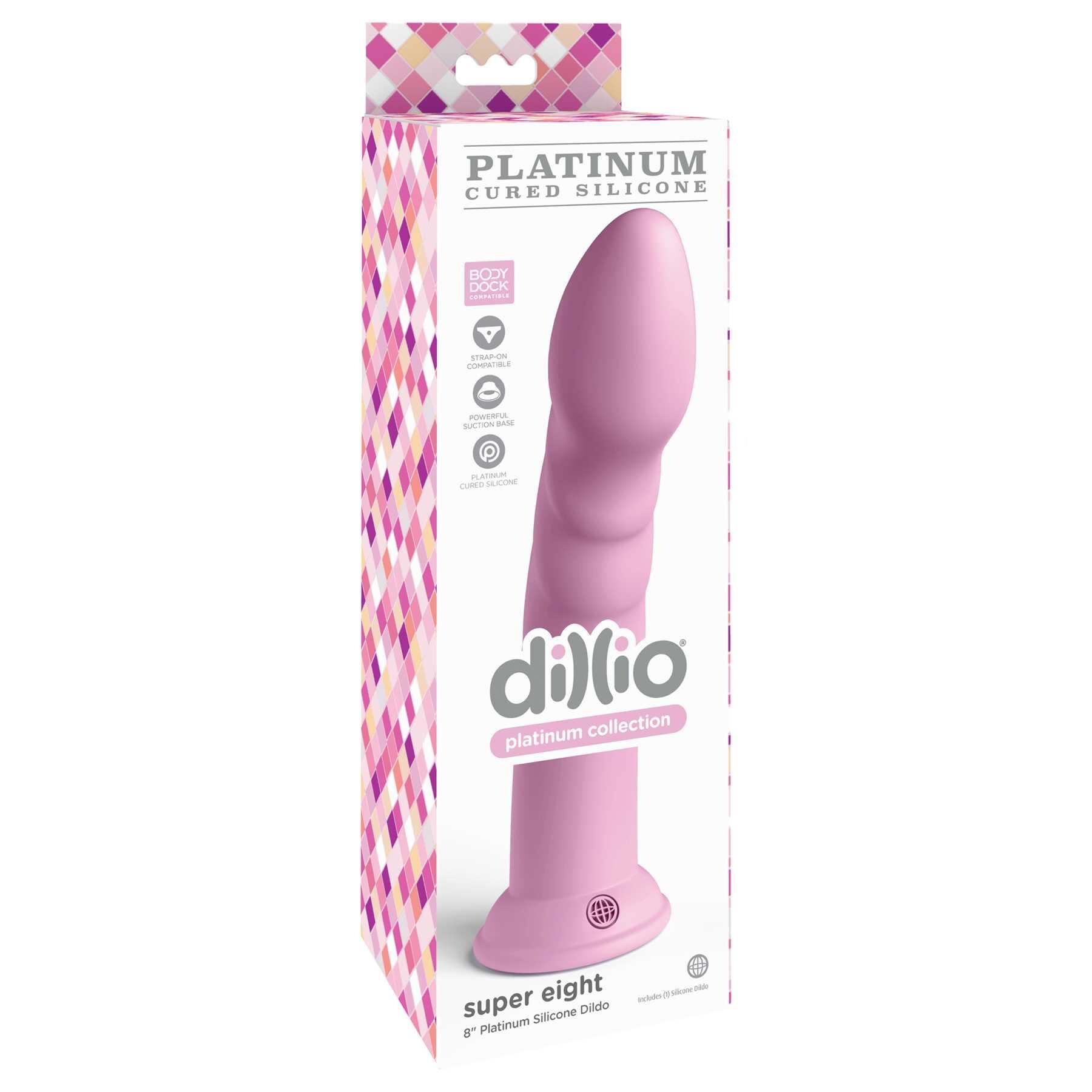 Dillio Platinum Super 8 Silicone Dildo pink box