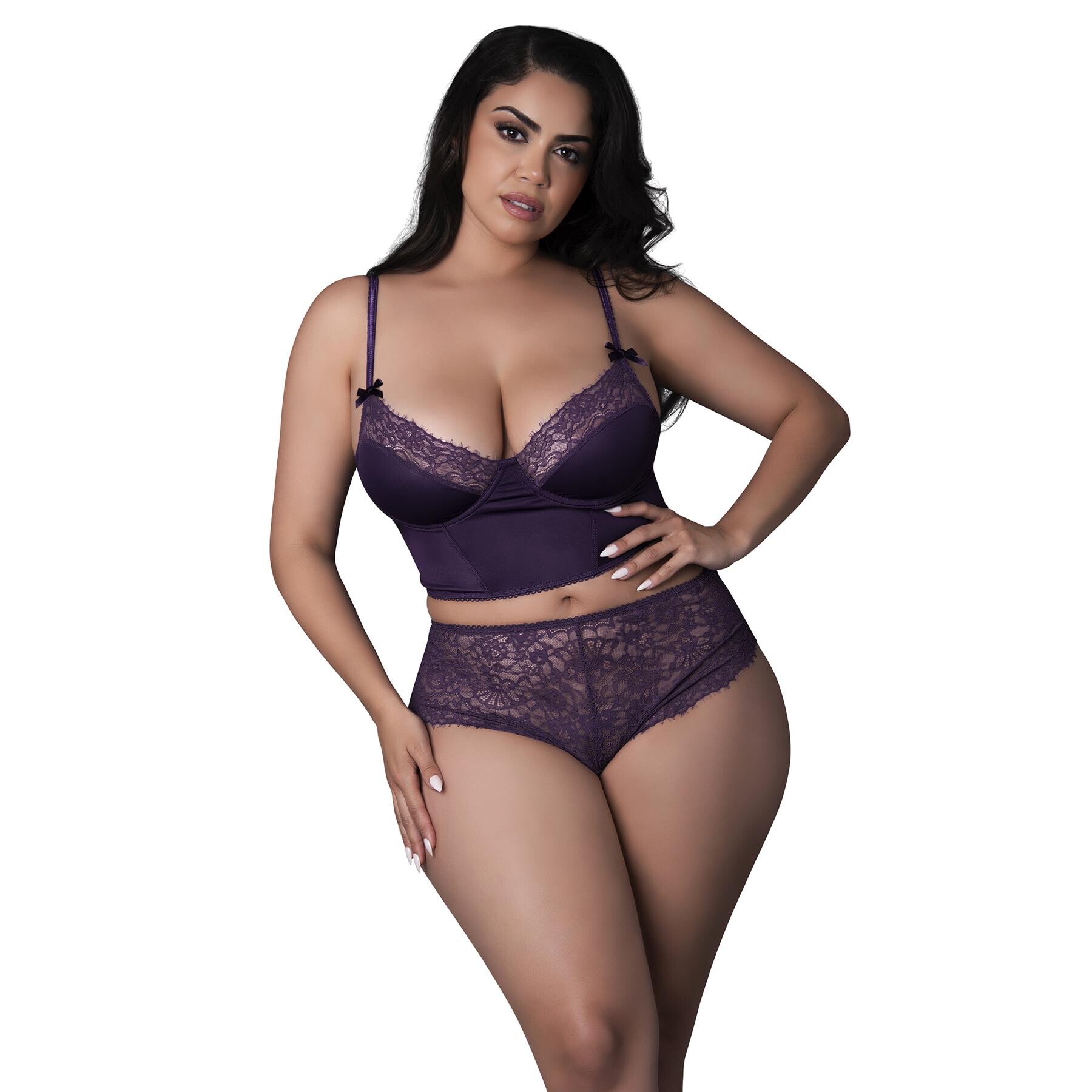 Leather & Lace Balconette Bustier & Cheeky Short