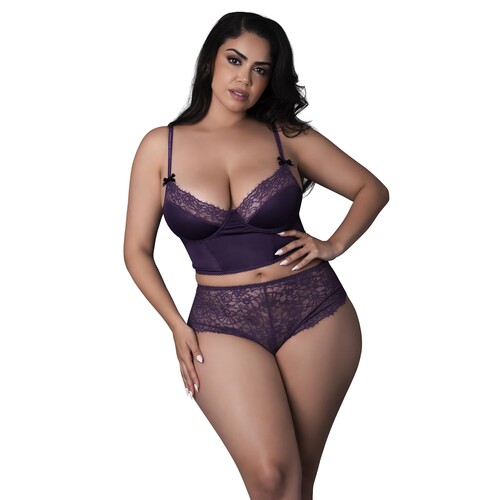 Leather & Lace Balconette Bustier & Cheeky Short