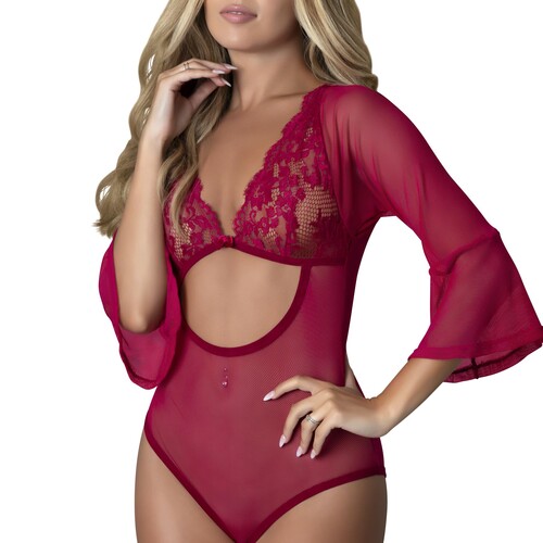 Black Cherry  3/4 Sleeve Playsuit front