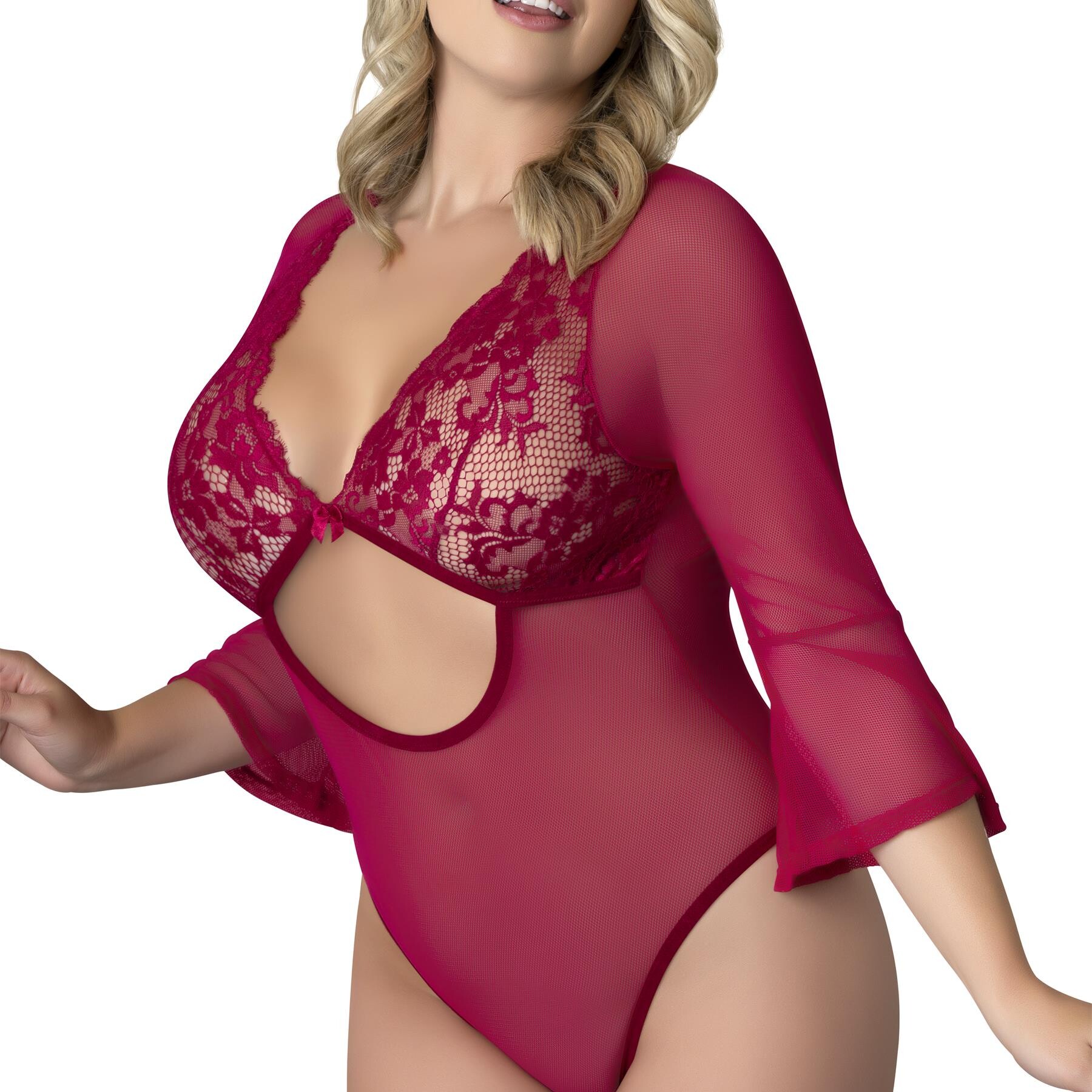 Black Cherry  3/4 Sleeve Playsuit queen front cropped