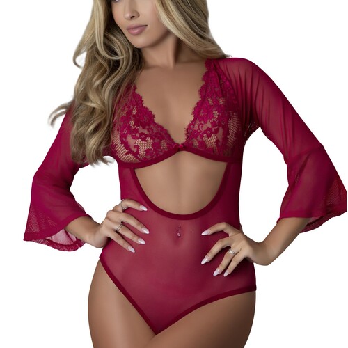 Black Cherry  3/4 Sleeve Playsuit front