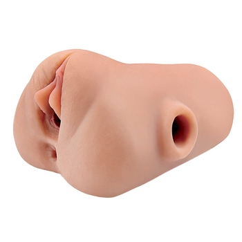 PDX Plus Double Pounder Vibrating Squeeze Stroker brown