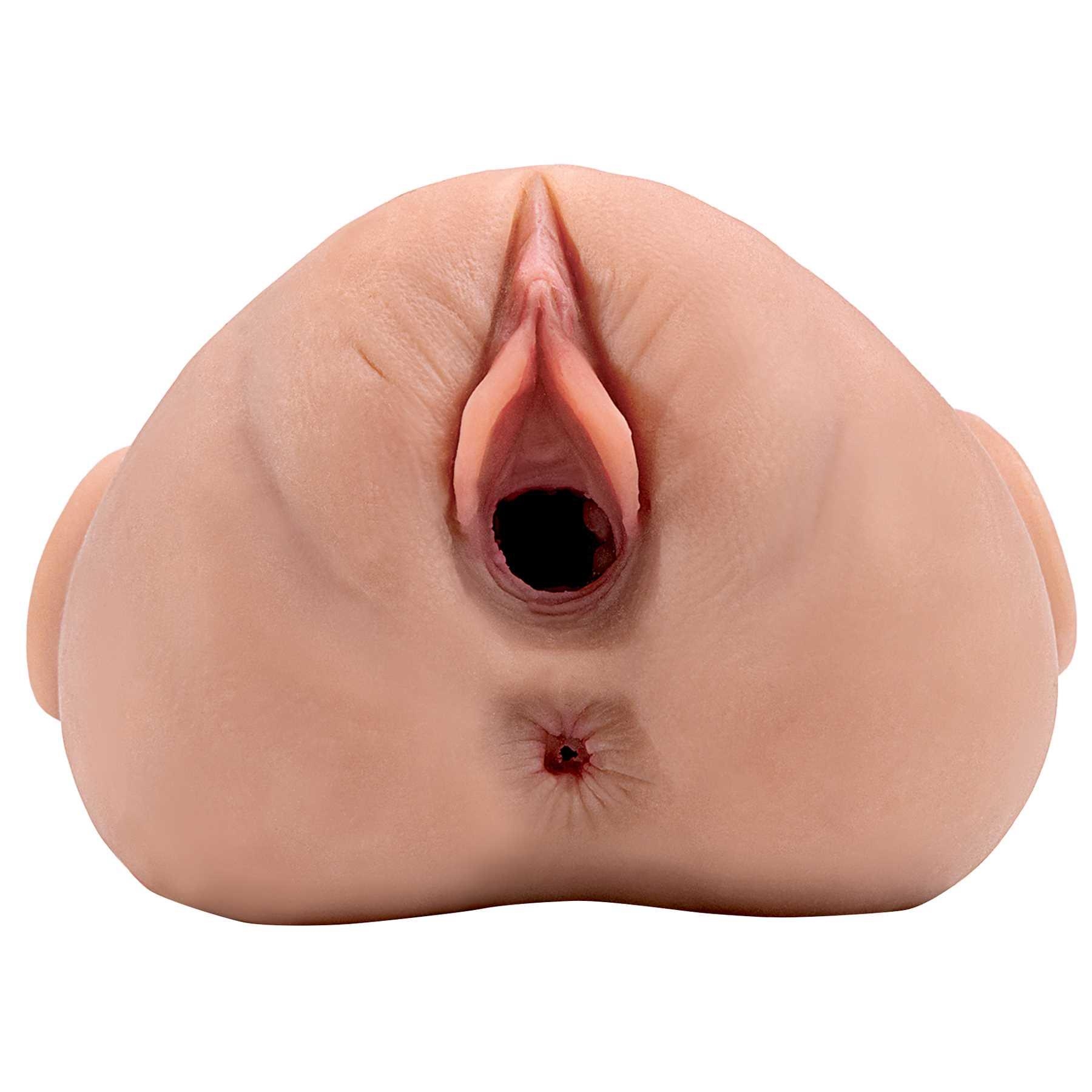 PDX Plus Double Pounder Vibrating Squeeze Stroker brown