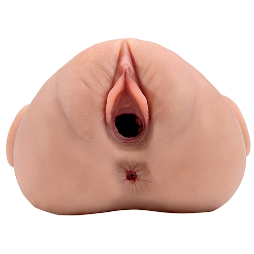 PDX Plus Double Pounder Vibrating Squeeze Stroker brown