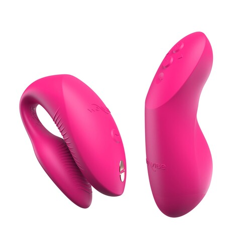 We-Vibe Chorus Pro App Enabled Couples Vibrator - Product and Remote - Pink