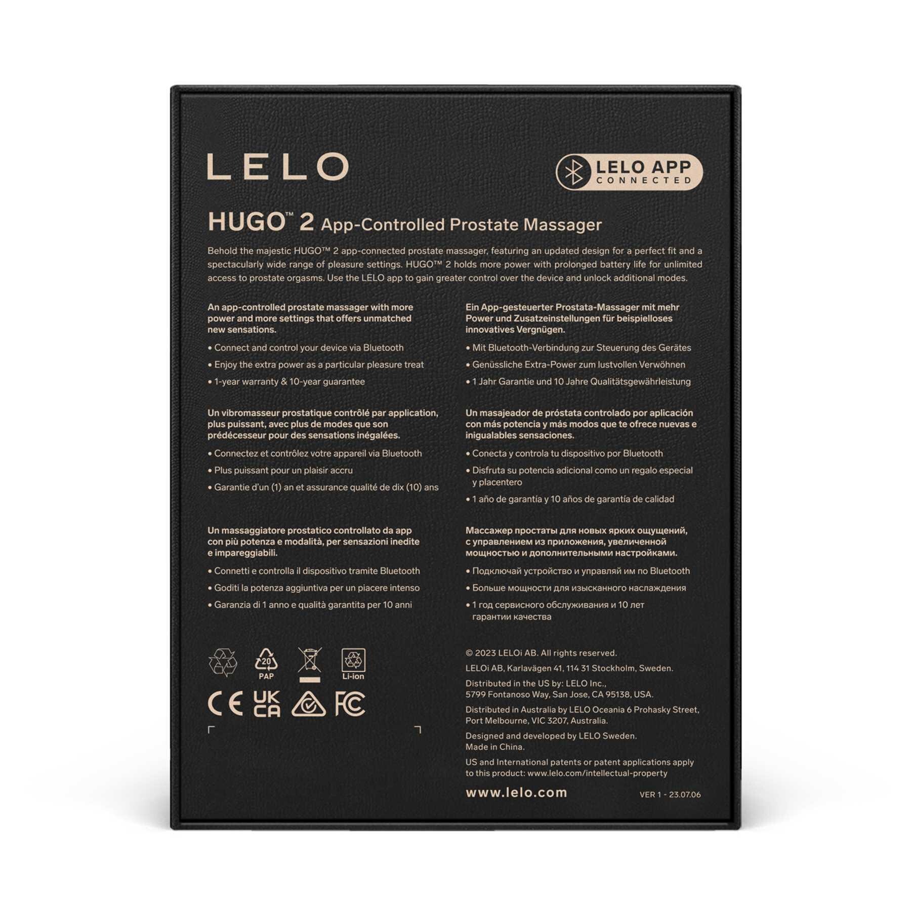LELO Hugo 2 Prostate Massager specs