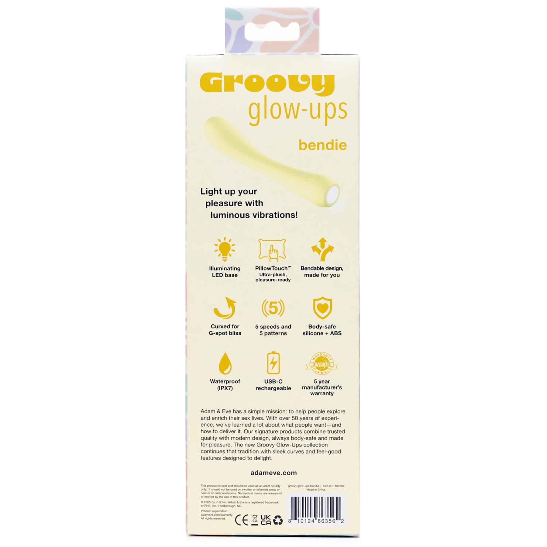 Groovy Glow Ups Bendie G-Spot Vibe - Back of Box
