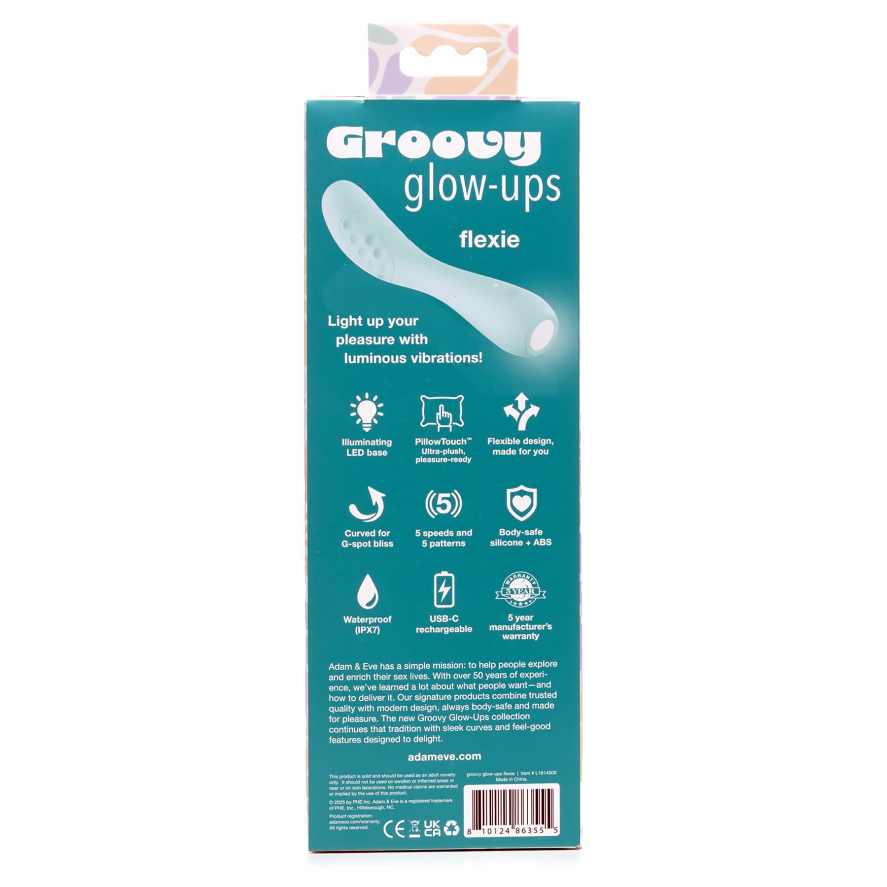 Groovy Glow Ups Flexie G-Spot Vibrator - Back of Box