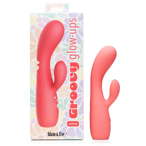 Groovy Glow Ups Curvie Dual Stimulating Vibrator - Product and Box