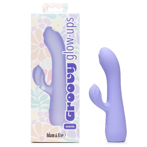 Groovy Glow Ups Wavie Dual Stimulating Vibrator - Product and Box