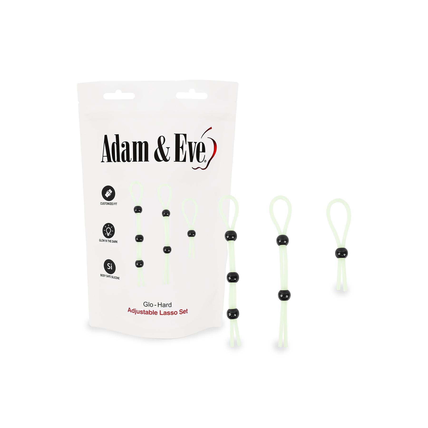 Adam & Eve Glo-Hard Adjustable Lasso - Product and Packaging