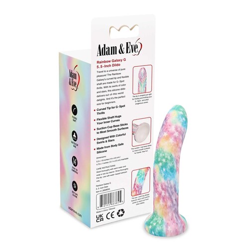 RAINBOW GALAXY DILDO 7 inch product with package