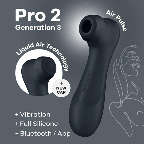 Satisfyer Pro 2 Gen 3 Liquid Air Clitoral Stimulator with Bluetooth - Features color gray