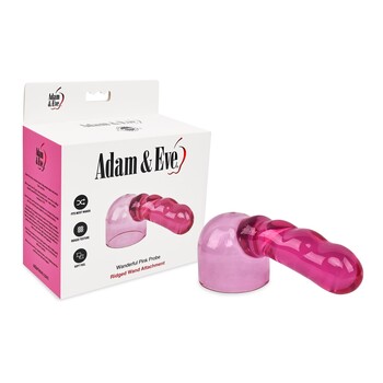Adam & Eve Wanderful Pink Probe Wand Attachment - Product and Packaging