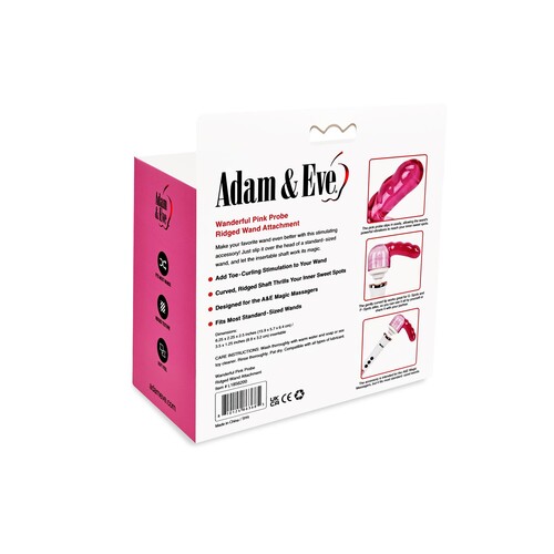 Adam & Eve Wanderful Pink Probe Wand Attachment - Packaging - Back
