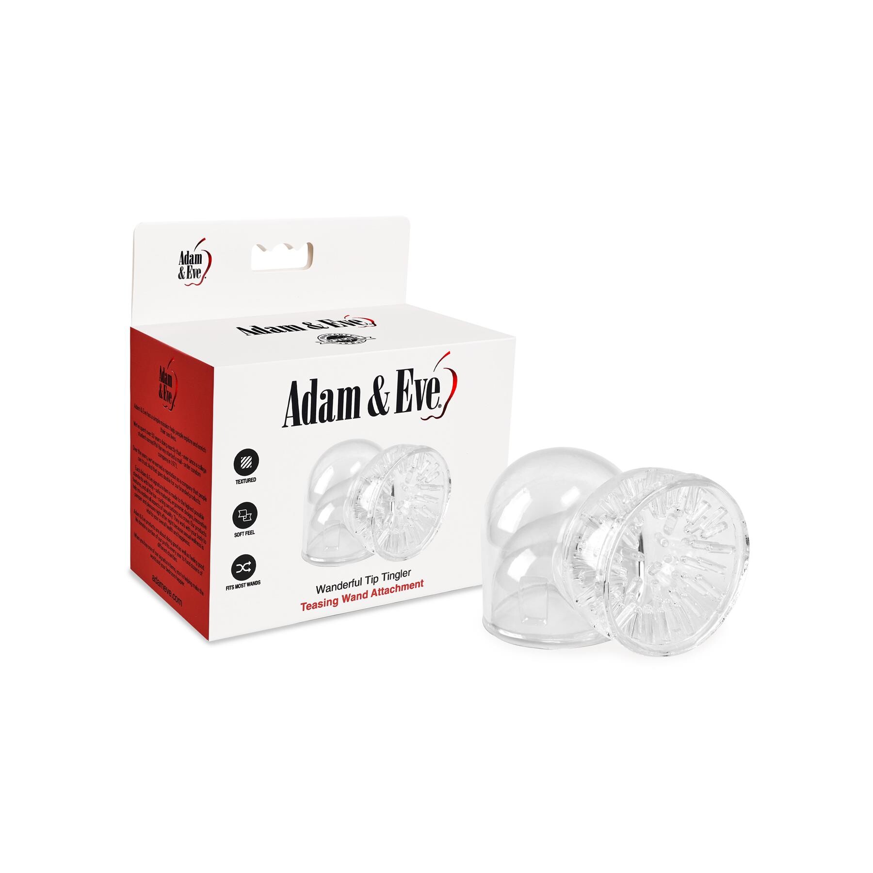 Adam & Eve Wanderful Tip Tingler Wand Attachment - Product and Packaging