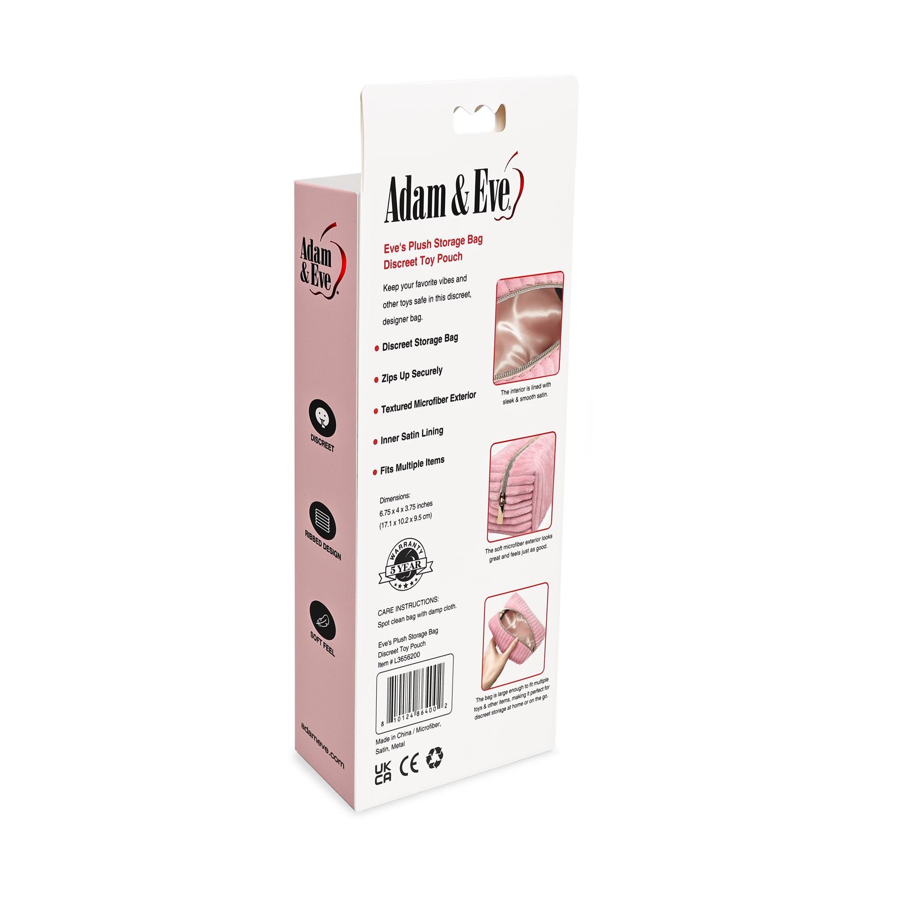 EVE'S PLUSH TOY STORAGE BAG BACK OF PACKAGE