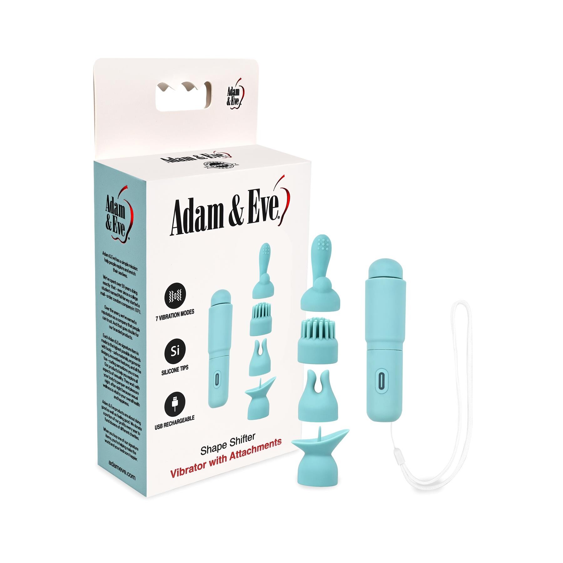 ADAM & EVE SHAPE SHIFTER VIBE WITH ATTACHMENTS AND FRONT OF PACKAGE