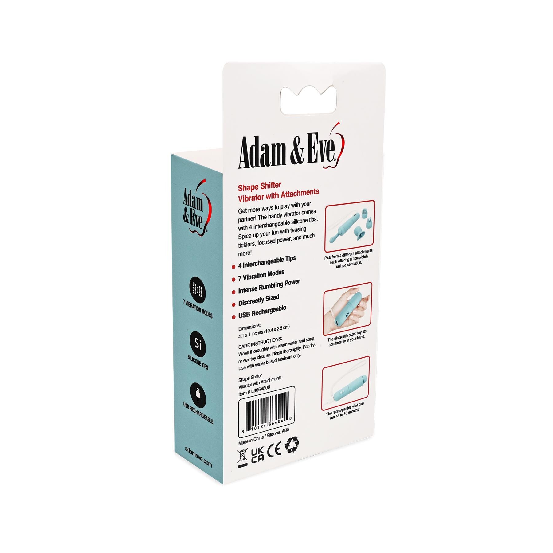 ADAM & EVE SHAPE SHIFTER VIBE WITH ATTACHMENTS BACK PACKAGE