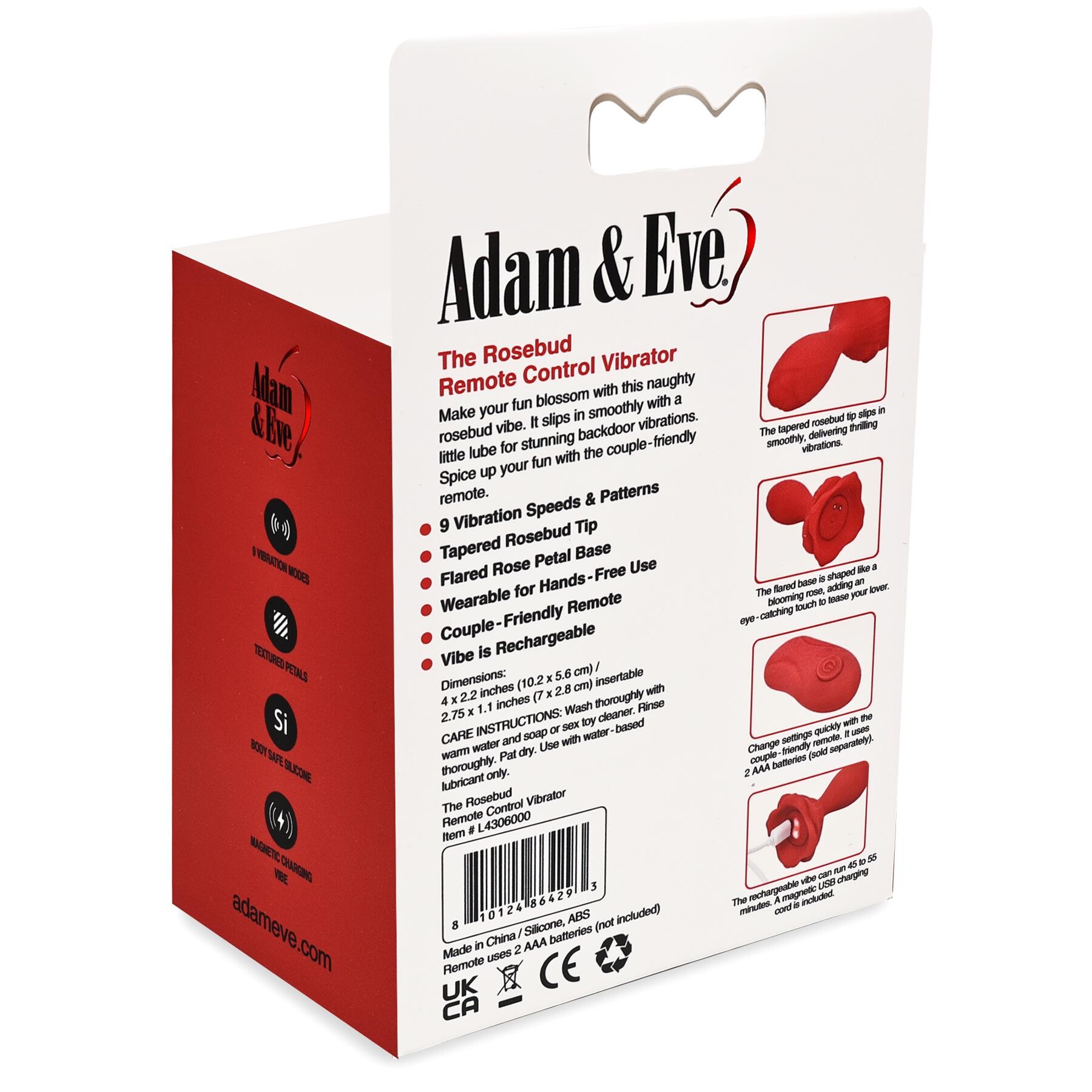 ADAM & EVE THE ROSEBUD BACK OF PACKAGE