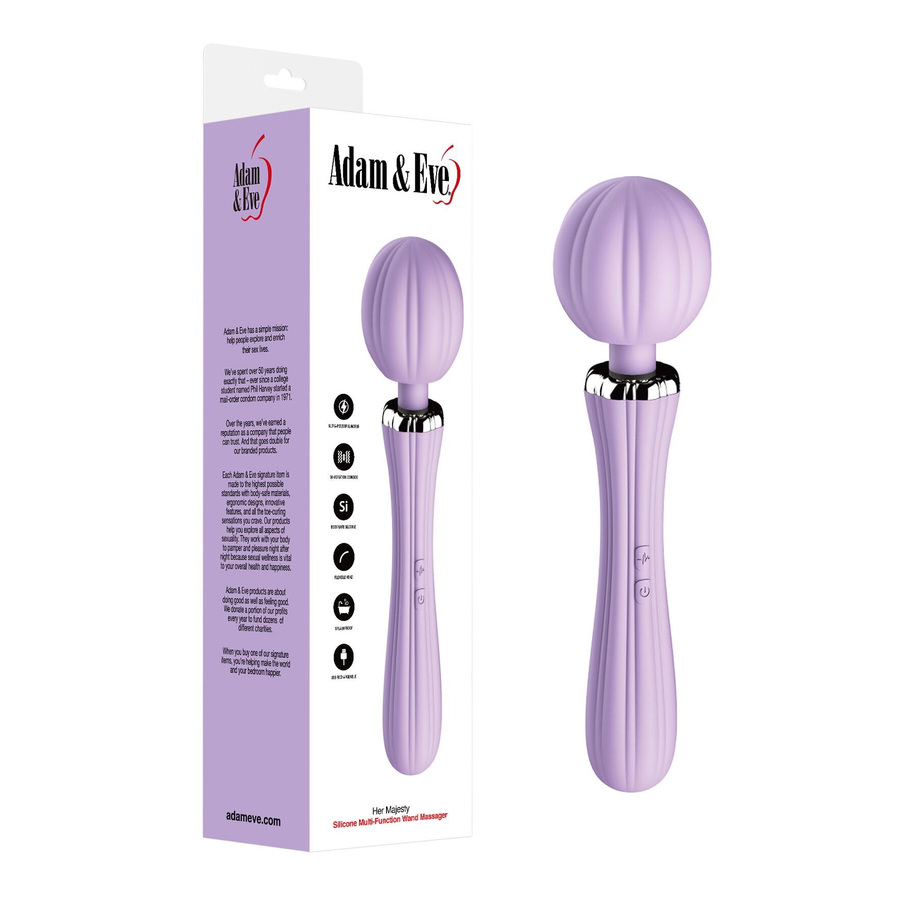 Adam & Eve Her Majesty Wand Massager - Product and Packaging Shot
