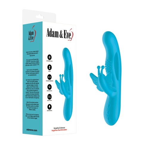 Adam & Eve Butterfly Embrace Kegelflex Dual Stimulator - Product and Packaging