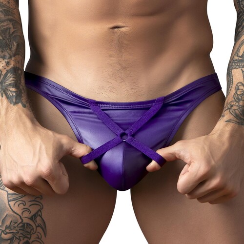 Eggplant Crossover Thong front