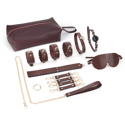 Adam & Eve Mahogany Desires Bondage Collection With Travel Case - All Components