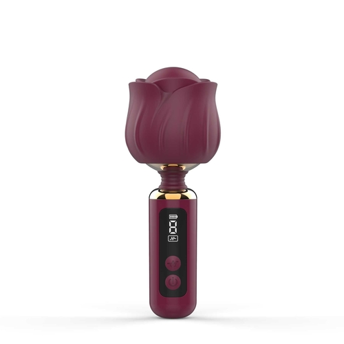 Adam & Eve The Royal Rose Digital Mini Wand - Product Shot - Garnet