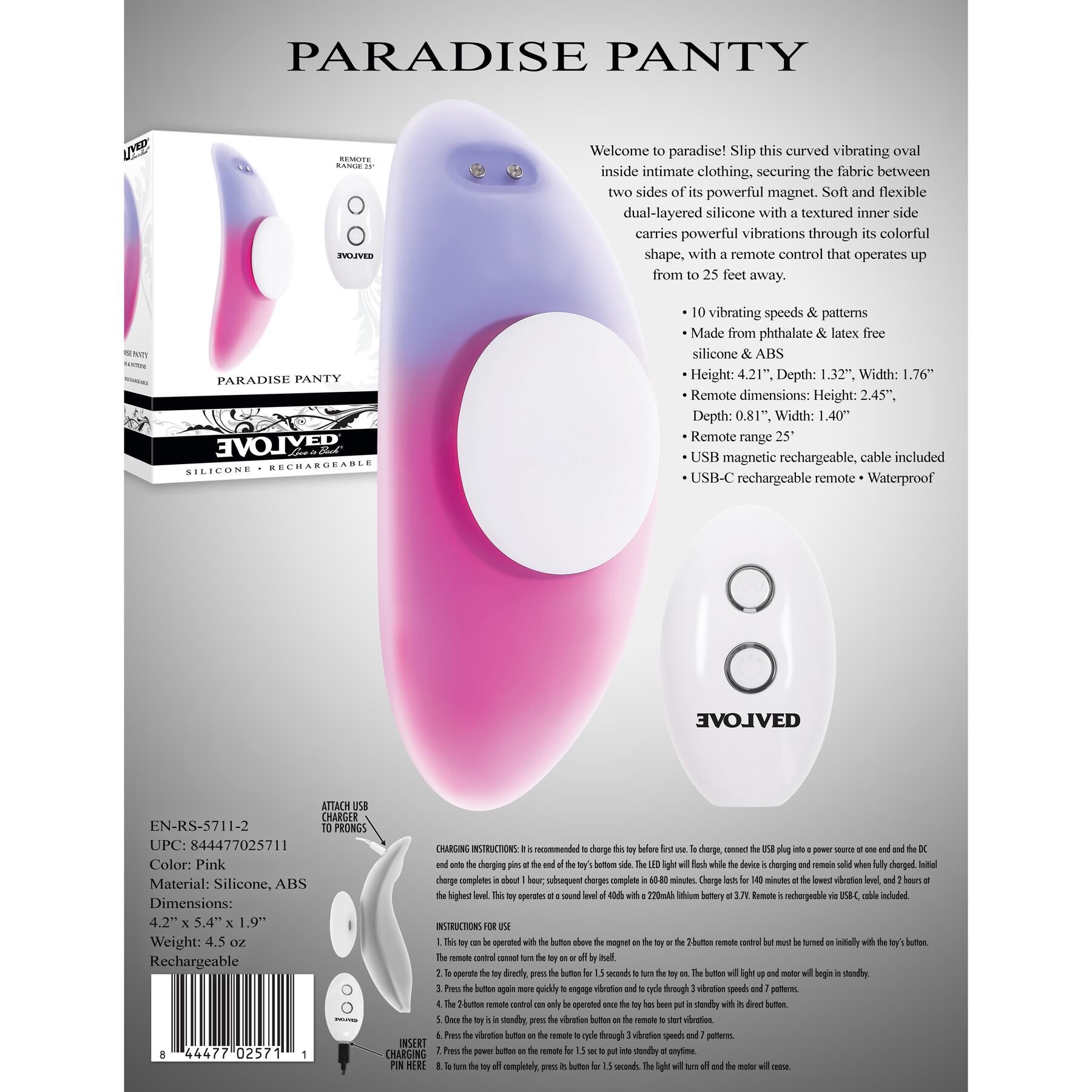 Paradise Panty Vibrator With Remote Control directions and features 2