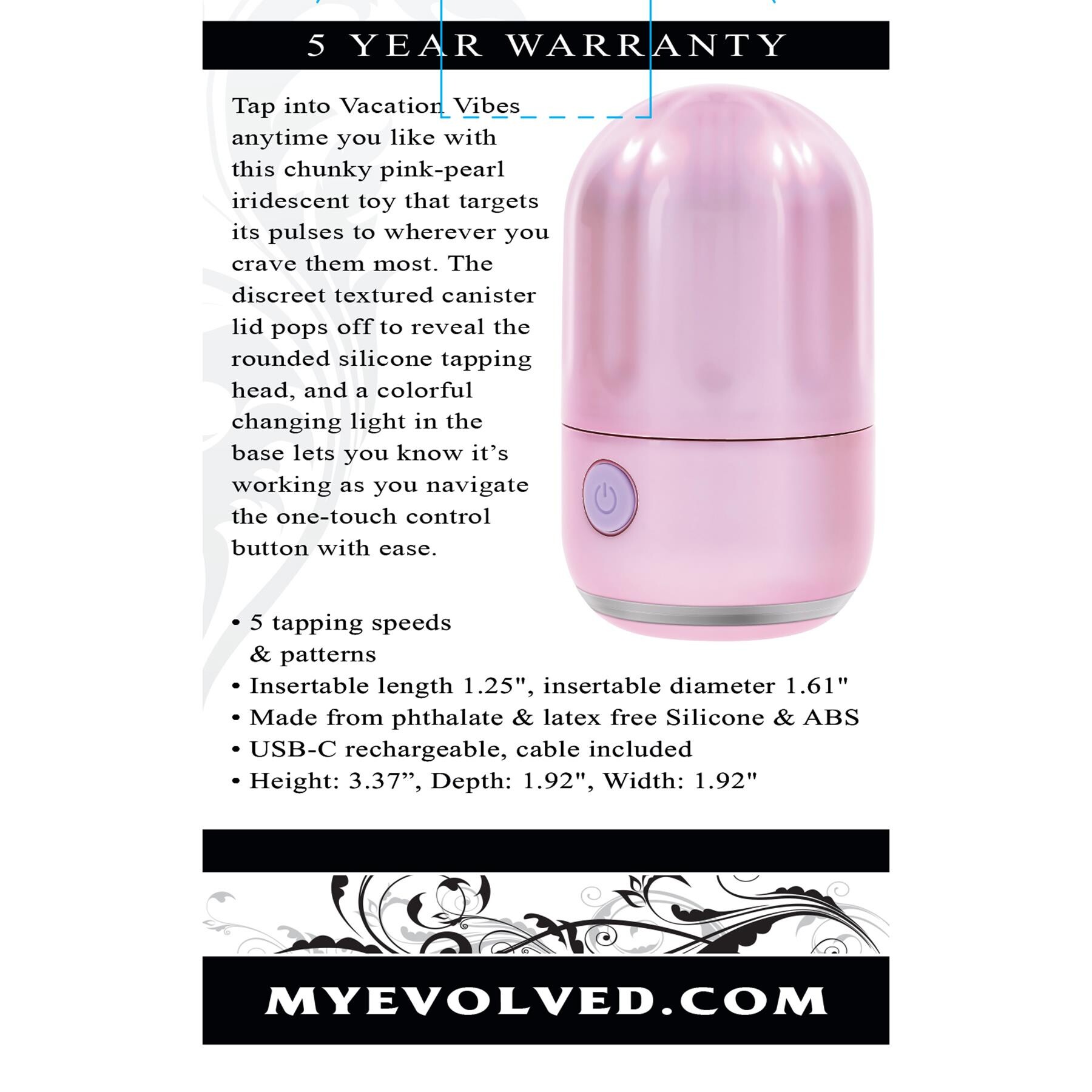 Vacation Vibes Tapping Clit Stimulator back of box