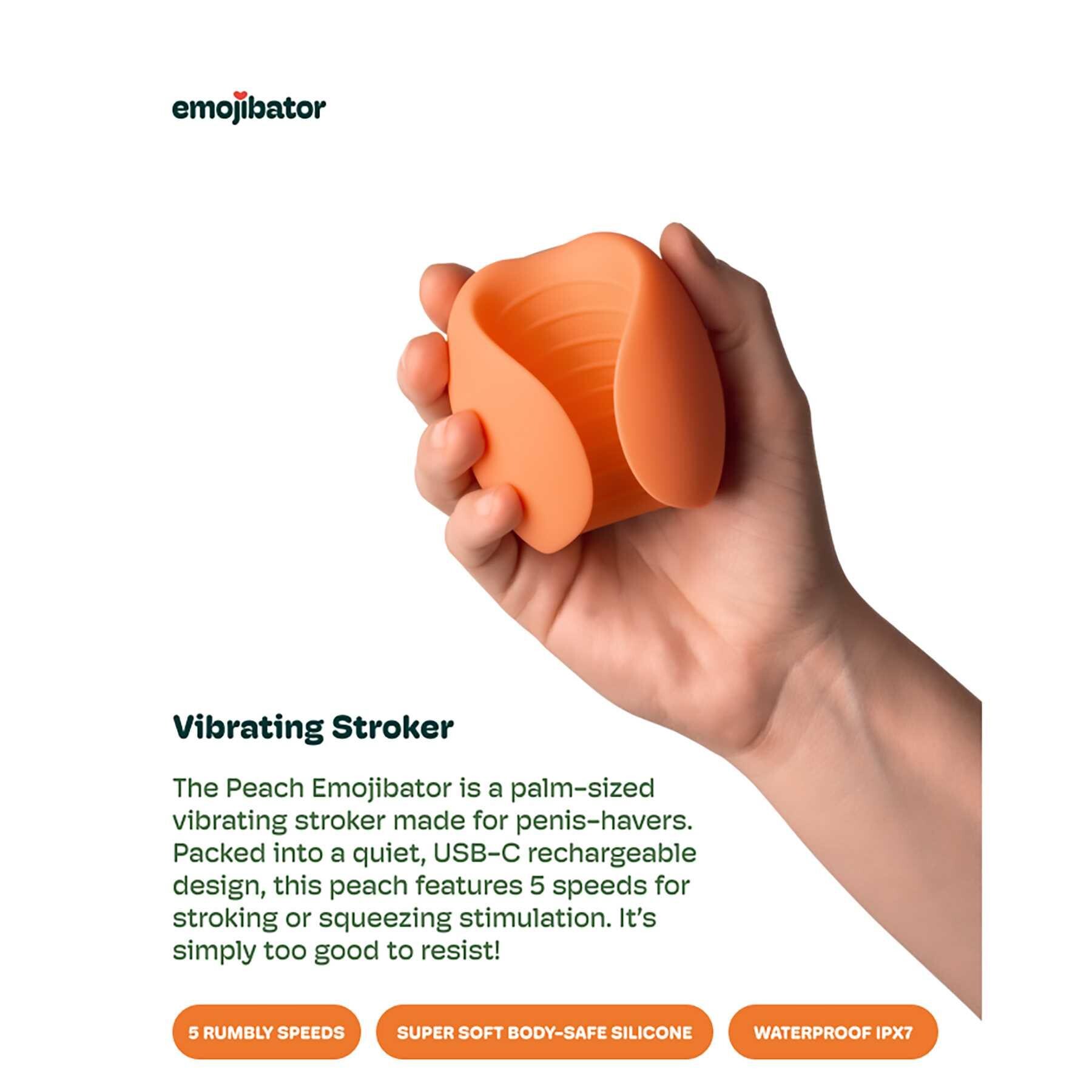Emojibator Peach Emoji Vibrating Stroker hand held